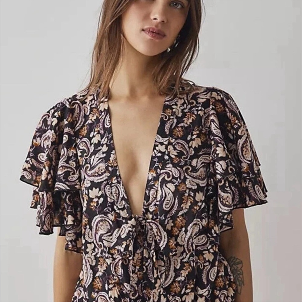 Free People Call Me Later Printed Bodysuit
